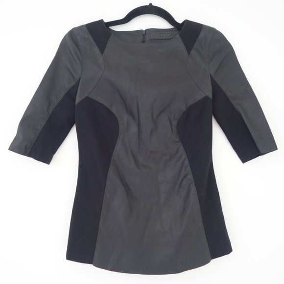 DROMe Soft Black 100% Leather Top With Zip-Up Back Made In Italy, Size Small - Picture 1 of 9